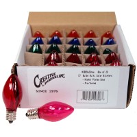 Creative Hobbies� Box Of 25 Colored Light Bulbs, Random Blinking, 7 Watt, C7 Candelabra Base -Great For Night Lights And Christmas Strings