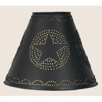 Punched Star Tin Clamp On Lamp Shade In Black