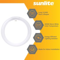 Sunlite Fcl30/30K T9 Round Fluorescent Circline Lamp, 30 Watts, 2050 Lumens, 3000K Warm White, Rohs Compliant, G10Q 4-Pin Base, 1 Pack