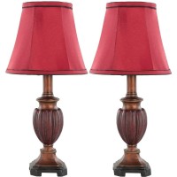 Safavieh Lighting Collection Hermione Cherry Urn Red Shade 16-Inch Bedroom Living Room Home Office Desk Nightstand Table Lamp Set Of 2 (Led Bulbs Included)