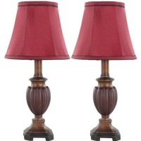 Safavieh Lighting Collection Hermione Cherry Urn Red Shade 16-Inch Bedroom Living Room Home Office Desk Nightstand Table Lamp Set Of 2 (Led Bulbs Included)