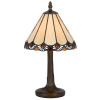 Cal Lighting Bo-2382Ac Tiffany Accent Lamp With Zinc Cast Base, 40-Watt, Antique Brass