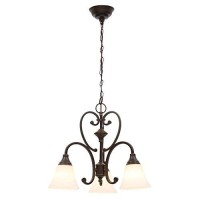 Hampton Bay Somerset 3-Light Bronze Chandelier With Bell Shaped Frosted Glass Shades