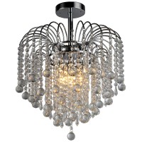 comprised of a chrome base with hanging crystal accents this chandelier features four bulbs at the center to send lights through the gemstones This chandelier has to be hardwired into your interior decor which means assembly is required and professional e