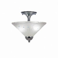 Semi-Flush With 2 Bulbs Shown In Chrome Finish With 12 Frosted Crystal Glass