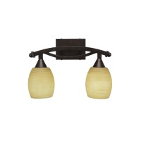 Bow 2 Light Bath Bar Shown In Bronze Finish With 5 Cayenne Linen Glass