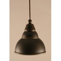 Cord Mini Pendant Shown In Dark Granite Finish With 7 Chrome Metal Shade