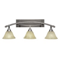 Bow 3 Light Bath Bar Shown In Brushed Nickel Finish With 7 Italian Marble Glass