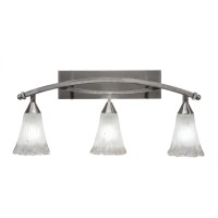 Bow 3 Light Bath Bar Shown In Brushed Nickel Finish With 5.5 Frosted Crystal Glass