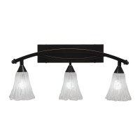 Bow 3 Light Bath Bar Shown In Black Copper Finish With 5.5 Italian Ice Glass