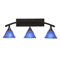 Bow 3 Light Bath Bar Shown In Bronze Finish With 7 Blue Italian Glass