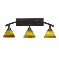 Bow 3 Light Bath Bar Shown In Bronze Finish With 7 Firre Saturn Glass