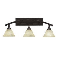 Bow 3 Light Bath Bar Shown In Bronze Finish With 7 Italian Marble Glass