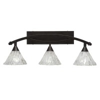 Bow 3 Light Bath Bar Shown In Bronze Finish With 7 Italian Ice Glass