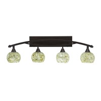 Bow 4 Light Bath Bar Shown In Bronze Finish With 6 Mytsic Seashell Glass