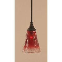 Stem Mini Pendant With Hang Straight Swivel Shown In Dark Granite Finish With 5.5 Fluted Raspberry Crystal Glass