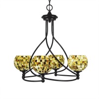 Capri 4 Light Chandelier Shown In Dark Granite Finish With 6 Sea Mist Seashell Glass