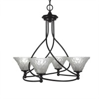 Capri 4 Light Chandelier Shown In Dark Granite Finish With 7 Italian Bubble Glass