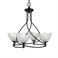 Capri 4 Light Chandelier Shown In Dark Granite Finish With 7 Gold Ice Glass