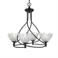 Capri 4 Light Chandelier Shown In Dark Granite Finish With 7 Italian Ice Glass