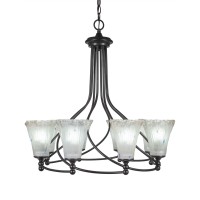 Capri 8 Light Chandelier Shown In Dark Granite Finish With 5.5 Frosted Crystal Glass