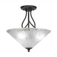 Capri 3 Bulb Semi-Flush Shown In Dark Granite With 16 Frosted Crystal Glass