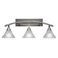 Bow 3 Light Bath Bar Shown In Brushed Nickel Finish With 7 Italian Bubble Glass