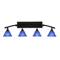 Bow 4 Light Bath Bar Shown In Black Copper Finish With 7 Blue Italian Glass