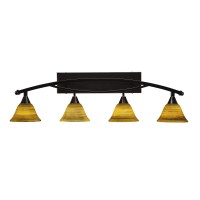 Bow 4 Light Bath Bar Shown In Black Copper Finish With 7 Firre Saturn Glass