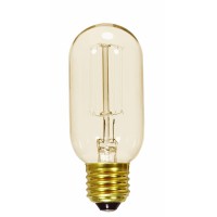 Satco S2417 40 Watt 160 Lumens T14 Incandescent Medium Base Soft White 2700K Vintage Cage Coil Design Light Bulb, Dimmable