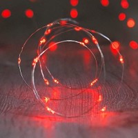 Fantado 20 Red Led Micro Fairy String Lights, Wire (6Ft, Battery Operated) By Paperlanternstore