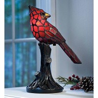 Plow & Hearth Small Vintage Tiffany Style Stained Glass Red Cardinal Accent Table Lamp 7 L X 4.5 W X 11 H