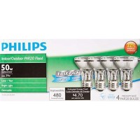 Philips Halogen Flicker-Free Dimmable Par20 Flood Light Bulb, 500 Lumen, Bright White Light (2900K), 39W=50W E26 Base, 4-Pack