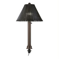 Umbrella Table Lamp - Bronze Body With Walnut Wicker Lamp Shade