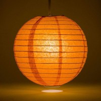 Quasimoon Paperlanternstore Decorative Paper Lantern - (Single, 20-Inch, Persimmon Orange, Even Ribbing) Round Paper Lantern - Ideal Wedding And Party Decor Or Home Accent, Lighting Optional