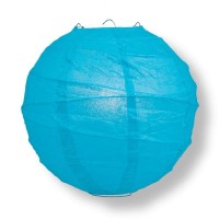 Quasimoon Paperlanternstore.Com 20 Inch Turquoise Round Paper Lantern, Crisscross Ribbing, Hanging Decoration