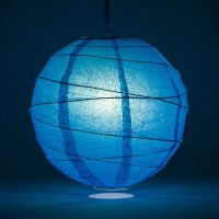 Quasimoon Paperlanternstore.Com 20 Inch Turquoise Round Paper Lantern, Crisscross Ribbing, Hanging Decoration