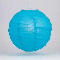 Quasimoon Paperlanternstore.Com 20 Inch Turquoise Round Paper Lantern, Crisscross Ribbing, Hanging Decoration