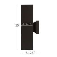 Modern Outdoor Light For Home Exterior | Aluminum Wall Sconce | Weather Resistant For Outside Of House, Porch, Garage, Or Patio | Wet Rated, Black, 15 X 4.375 Inches