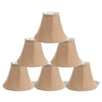 Urbanest 1100258C Chandelier Lamp Shade 6-Inch, Bell, Clip On, Burlap (Set Of 6)