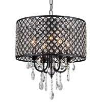 Monet 4-Light Black-Finished 17-Inch Crystal Round Chandelier