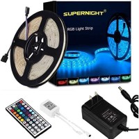 Supernight Led Strip Lights, Rgb Color Changing 16.4Ft Smd5050 Leds Flexible Light Strip Rope Lighting Kit With 44 Key Remote Controller And 12V Power Supply For Bedroom Tv Backlight Christmas