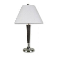 6239T Features Table lampShade material LinenBody material PolyresinStylish modern lamp quietly adds drama and polish to your roomUL listedUse a dry cloth to wipe clean ColorFinish Walnut and silver finishBase has a painted finish with silver tone accents