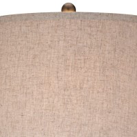 360 Lighting St Claire Mid Century Modern Table Lamp 30 34 Tall Wood Brown Open Vase Taupe Fabric Drum Shade For Bedroom Livi