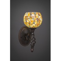 Elegante Wall Sconce Shown In Dark Granite Finish With 6 Sea Mist Seashell Glass