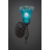 Elegante Wall Sconce Shown In Dark Granite Finish With 5.5 Teal Crystal Glass