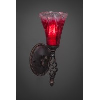 Elegante Wall Sconce Shown In Dark Granite Finish With 5.5 Raspberry Crystal Glass