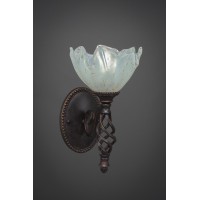 Elegante Wall Sconce Shown In Dark Granite Finish With 7 Gold Ice Glass