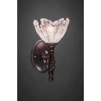 Elegante Wall Sconce Shown In Dark Granite Finish With 7 Italian Ice Glass