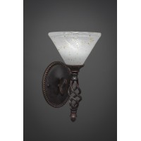 Elegante Wall Sconce Shown In Dark Granite Finish With 7 Gold Ice Glass